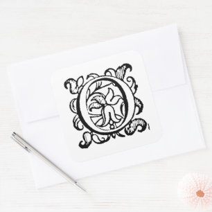 Sticker Carré Aladdin O'Brien Monogramme Lettre O sur fond blanc