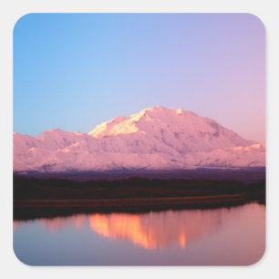Sticker Carré Alaska, Parc national de Denali, Mt. McKinley à
