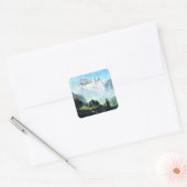 Sticker Carré Albert Bierstadt peinture, Chutes Staubbach, (Enveloppe)