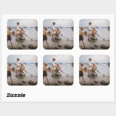 Sticker Carré Albert Edelfeue - Les garçons jouent sur le rivage (Feuille)