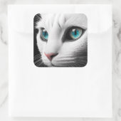 Sticker Carré Albino Blanc Chat Visage Joyaux yeux (Sac)