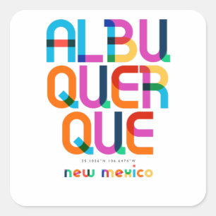 Sticker Carré Albuquerque Nouveau-Mexique milieu du siècle, Art