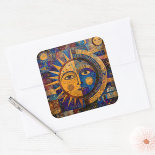 Sticker Carré Alchimie Céleste Solaire Lunaire Mystique