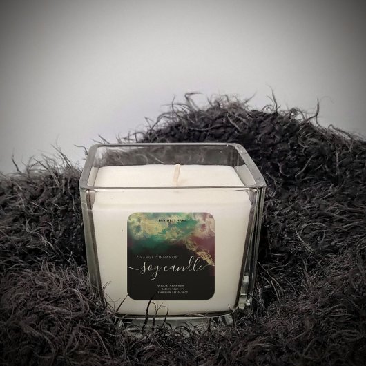 Sticker Carré alcool Abstrait encre or script moderne bougie