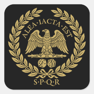 Sticker Carré Alea Iacta Est Aigle Romain Dé et Couronne de Laur