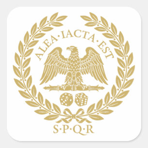 Sticker Carré Alea Iacta Est Aigle Romain Dé et Couronne de Laur