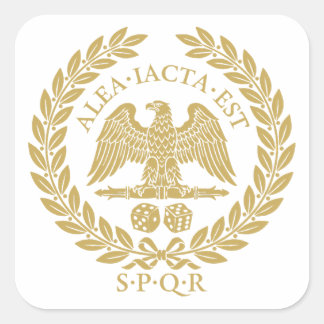 Sticker Carré Alea Iacta Est Aigle Romain Dé et Couronne de Laur