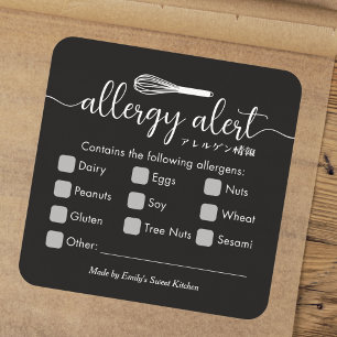 Sticker Carré Alerte Allergie Avertissement Allergènes Moulinett