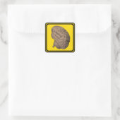 Sticker Carré Alerte : Cerveau devant ! (Sac)