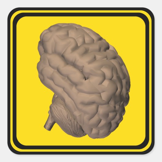 Sticker Carré Alerte : Cerveau devant ! (Devant)