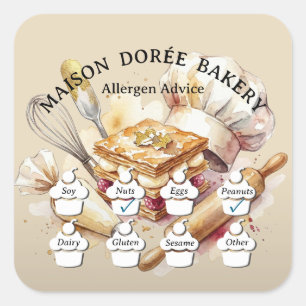 Sticker Carré Alerte d'allergie à la sécurité alimentaire Boulan