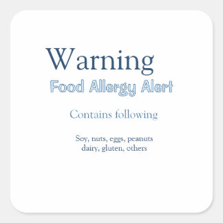 Sticker Carré Alerte d'allergie alimentaire ajouter le nom du te