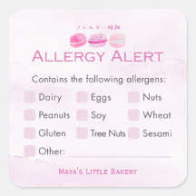 Alerte d'allergie de la boulangerie de Macaron Ros