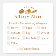Alerte d'allergie pour la boulangerie à domicile W