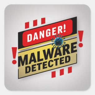Sticker Carré Alerte : Malware détecté - Évitez de cliquer sur  