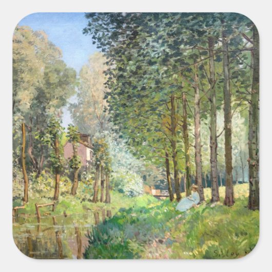 Sticker Carré Alfred Sisley - Reposez le long du ruisseau (Devant)
