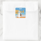 Sticker Carré Algarve plage fille voyage vintage style (Sac)