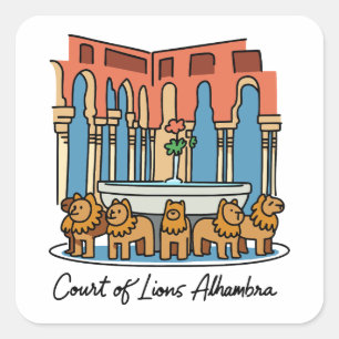 Sticker Carré Alhambra Cour des Lions 3