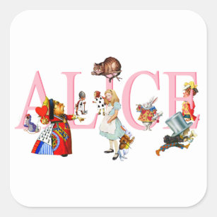Sticker Carré Alice au pays des merveilles et amis