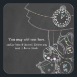 Sticker Carré Alice au pays des merveilles Thé Party Chalkboard<br><div class="desc">. Éléments correspondants disponibles.</div>