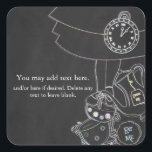 Sticker Carré Alice au pays des merveilles Thé Party Chalkboard<br><div class="desc">. Éléments correspondants disponibles.</div>