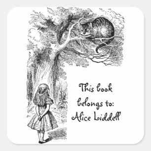 Sticker Carré Alice au pays des merveilles vintage ex-libris Cha