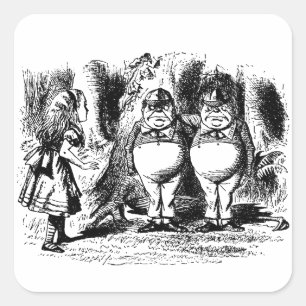 Sticker Carré Alice au pays des merveilles vintage, Tweedledum T
