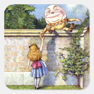 Sticker Carré Alice et Humpty Dumpty au pays des merveilles