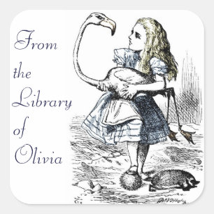 Sticker Carré Alice et le Flamant rose