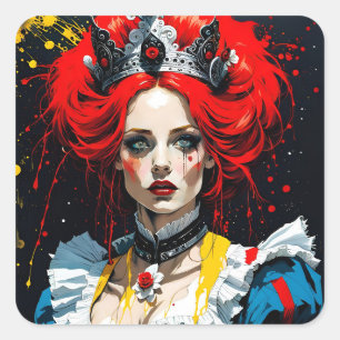 Sticker Carré Alice, reine rouge