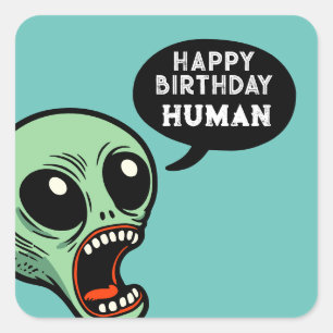 Sticker Carré Alien d'anniversaire