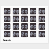 Sticker Carré Alien Gris (Feuille)