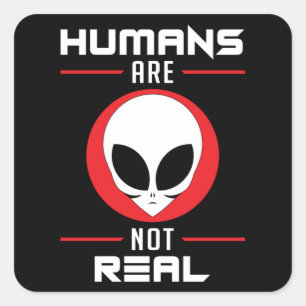 Sticker Carré Alien Head Ufo Aliens Area 51 Space Funny Gift