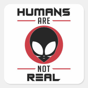 Sticker Carré Alien Head Ufo Zone Alien 51 Drôle Idée Cadeau