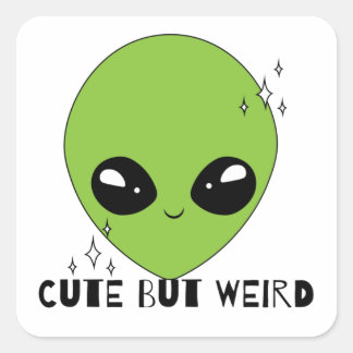 Sticker Carré alien mignon mais bizarre