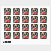 Sticker Carré Alien spatial Valentine Sci Fi Romantique Valentin (Feuille)