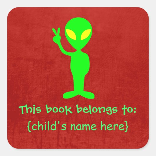Sticker Carré Alien vert aux yeux d'amande - Réserver appartient (Devant)