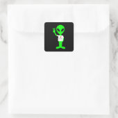 Sticker Carré Alien vert "I Love Earth" (Sac)