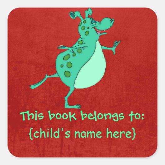 Sticker Carré Alien vert - Réserver Appartient À (Devant)