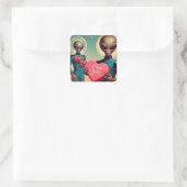 Sticker Carré Aliens de l'espace Valentine Sci Fi Romantique Val (Sac)