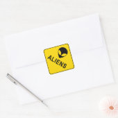 Sticker Carré Aliens, Yellow Diamond Signal d'avertissement (Enveloppe)