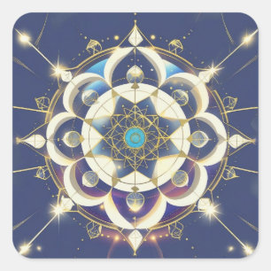 Sticker Carré Alignement Étoile Dorée – Un Univers de Géométrie