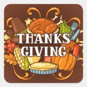 Sticker Carré alimentaire de jour bon thanksgiving (Devant)