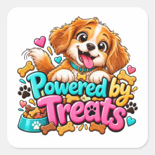 Sticker Carré Alimenté par Treats Dog Lover Design