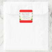 Sticker Carré Aliments de vacances Holly Leaf et Red Ribbon (Sac)