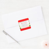 Sticker Carré Aliments de vacances Holly Leaf et Red Ribbon (Enveloppe)