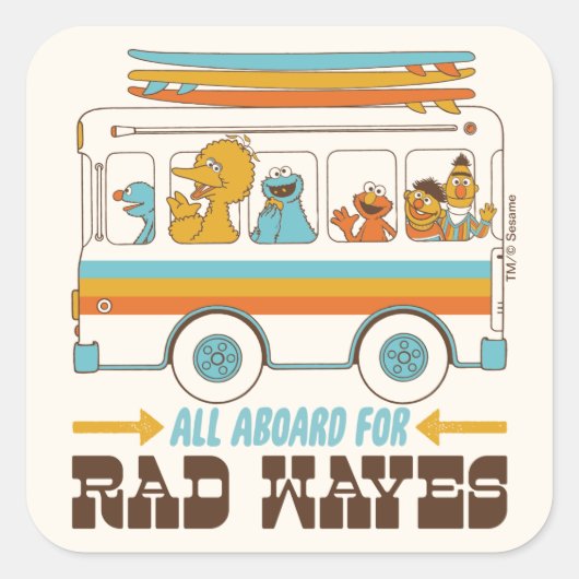 Sticker Carré All Aboard for Rad Waves (Devant)