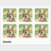 Sticker Carré Allemand Shepard (Feuille)