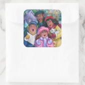 Sticker Carré Aller à une illustration de covoiturage (Sac)