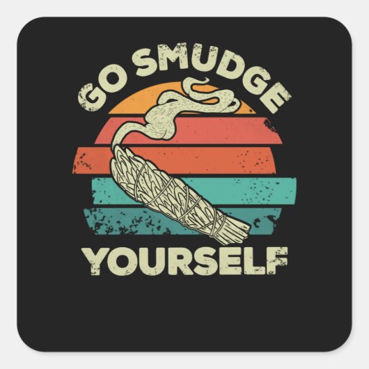 Sticker Carré Aller Smudge Yourself, Native American Retro Sunse (Devant)